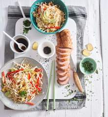 Lombinho à coreana com salada de arroz