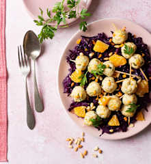 Lombarda a la naranja con albóndigas de pavo