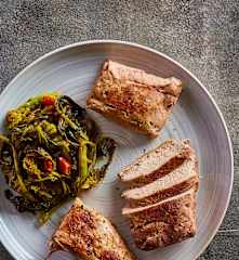 Filetto di maiale con cime di rapa sottovuoto