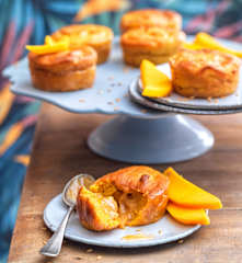 Muffins mangue, cœur caramel