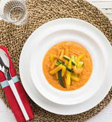 Crema di pomodori con verdure croccanti (1 porzione)