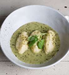 Quenelles with Watercress Sauce