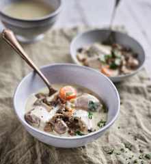 Slow-cooked Creamy Turkey Stew with Mushrooms