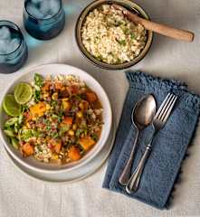 Adzuki stew with spiced cauliflower rice