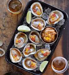 Ostras con granita de ponzu