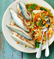 Filets de maquereau à la moutarde et légumes d’hiver