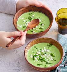Velouté de petits pois et feta