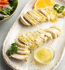 Peito de peru com citrinos em sous-vide