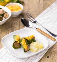 Polpette in foglia di limone con salsa al limone