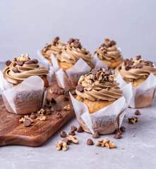 Walnut and coffee cream muffin