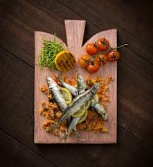 Sardines with tomato couscous