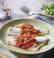 Steamed Plaice with Tomato Sauce