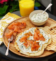 Quick Yoghurt Flatbreads with Smoked Salmon and Cream Cheese