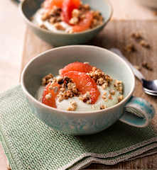 Matcha Yoghurt with Simple Granola and Grapefruit