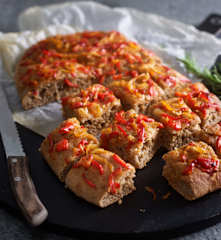 Wholemeal Focaccia with Sautéed Vegetables