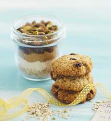Preparato per biscotti di avena, pistacchi e mirtilli rossi