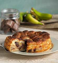 Pudin con plátano y chocolate