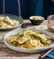 Maultaschen in Honig-Senf-Sauce