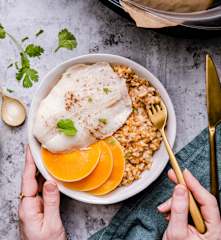 Risotto d'épeautre et poisson mariné