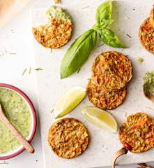 Gluten-free Veggie Patties with Yoghurt Dressing