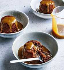 Little sticky date puddings with salted toffee sauce