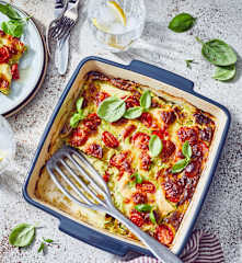 Caprese-Auflauf mit Pesto-Sauce