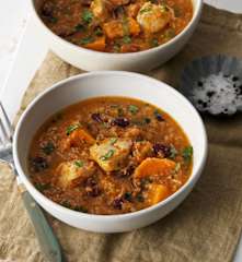 Estofado de pollo con frijol y camote