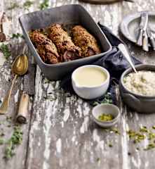 Lombinhos de porco com crosta de pistácio e puré de couve-flor - TM31